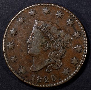 1820 SMALL DATE LARGE CENT VF/XF