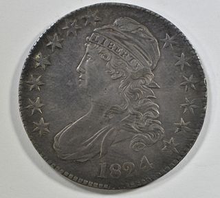 1824/4 BUST HALF DOLLAR AU
