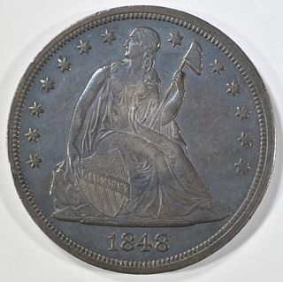 1848 SEATED LIBERTY DOLLAR CH AU