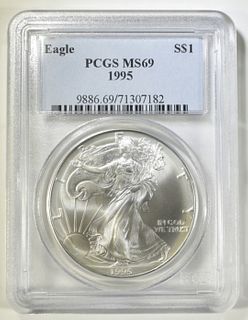 1995 AMERICAN SILVER EAGLE PCGS MS 69