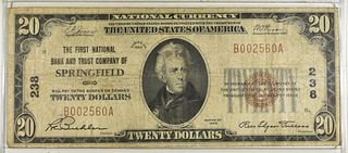 1929 $20 FIRST NATIONAL BANK OF SPRINGFIELD OH