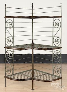 American cast iron and brass baker's rack, early 20th c., 67 3/4'' h., 43'' w.
