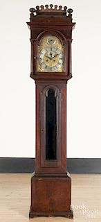 Pennsylvania Queen Anne walnut tall case clock, ca. 1760, housing an eight-day works