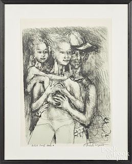 Philip Evergood (American 1901-1973), lithograph of three figures, signed lower right, 20 1/2'' x 15''