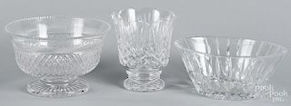 Tudor glass bowl, 6 1/2'' h., 10'' dia., together with two unmarked bowls.