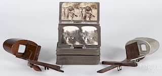 Underwood and Underwood stereo viewer, ca. 1900, with approximately eighty-four cards