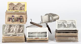 Approximately 200 stereo viewer cards, ca. 1900, together with a Perfecscope viewer.