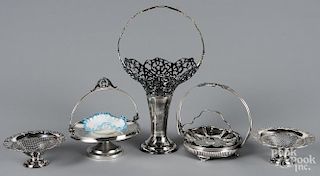 Silver-plate items, tallest - 17 1/2''.