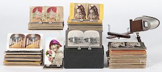 Approximately 200 stereo viewer cards, ca. 1900, together with a viewer.