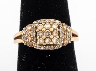 Vintage Gilded Vermeil Diamond Ring