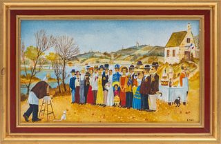 Francois Torti French Folk Painting of a Wedding
