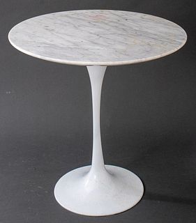 Knoll Manner Modern Cararra Marble Side Table