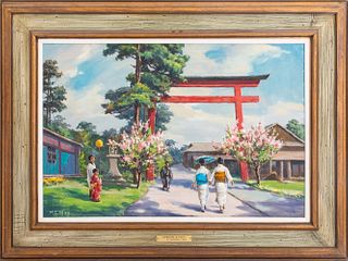 M. E. Wien "Springtime in Kyoto" Oil on Canvas