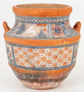 Mexican Tonala Pottery Urn Jardiniere