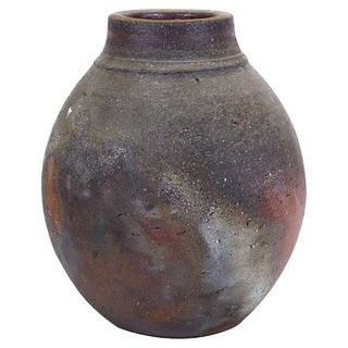 Mid-Century Modern Raku Stoneware Pottery Vase