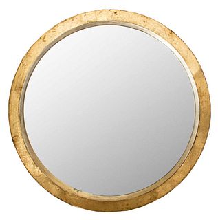Large Modern Round Gilt Metal Mirror