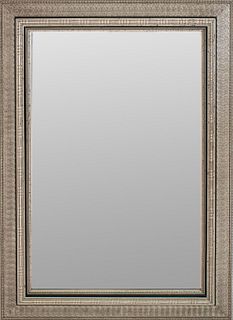 Modern Silver Tone Wood Mirror
