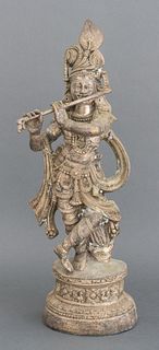 Indian Silvered Metal Krishna Venugopal Sculpture
