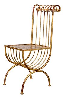Mathieu Mategot Style Gilt Metal Garden Chair