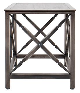 Neoclassical Style Steel Side Table with Wenge Top