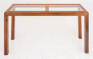 Modern Wood and Glass Table, 1980s