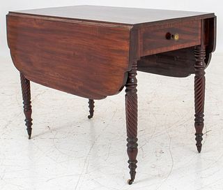 Victorian Carved Mahogany Dropleaf Table, 19th C.