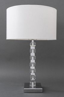 Modern Geometric Chrome & Glass Table Lamp