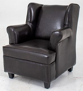 Diminutive Leather Upholstered Child's Wing Chair