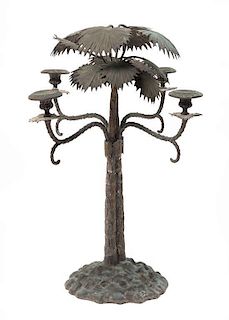 A Four-Light Metal Candelabrum Height 23 1/2 inches.