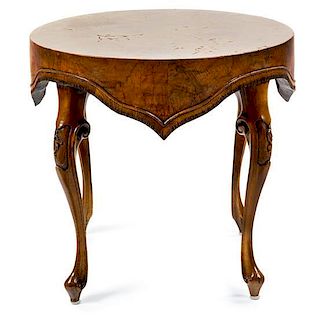 An Elm and Ash Center Table Height 24 x diameter 25 1/2 inches.