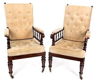 A Pair of Early Victorian Rosewood Library Chairs