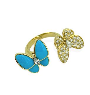 Van Cleef & Arpels Two Butterfly Between the Finger ring 18k Diamond Size: 6.5 