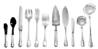 Fourteen French Silver Serving Articles Length of ladle 11 inches; weighable silver 37 ozt. 13 dwt.