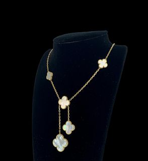Van Cleef & Arpels Magic Alhambra Necklace 6 Motif Yellow Gold Mother-of-Pearl