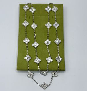 Van Cleef & Arpels Vintage Alhambra 18K White gold diamond neckalce