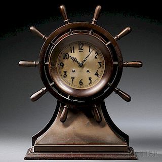 Chelsea "Mariner" Bronze Yacht Wheel Ship's Bell Clock