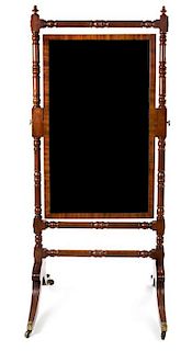 A George III Style Mahogany Cheval Mirror 63 x 27 inches.