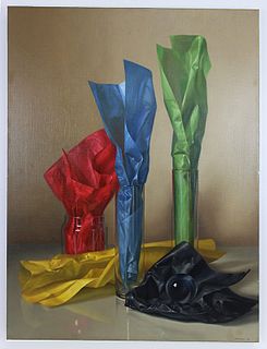 Enrique Campuzano (Chile, b. 1948) Papeles de Colores, 1989, 39.4 x 28.7 in.