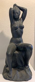 Felipe Castaneda (Mexican, b. 1933) Desnudo en la Roca. 1990. Bronze. 27.2 x 9.8 x 9.4 in