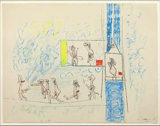 Roberto Matta (Chile, 1911-2002) The Lift, 1961, crayon on paper. 20 x 26 in. Signed dated Matta 61.