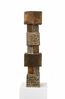 Francisco Narvaez  (Venezuela, 1905-1982) Volumen, chromed bronze sculpture, 12.2 x 9 x 12 in.