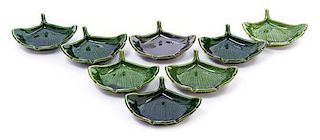 Twenty Porcelain Leaf-Form Bowls Length of largest 5 1/2 inches.