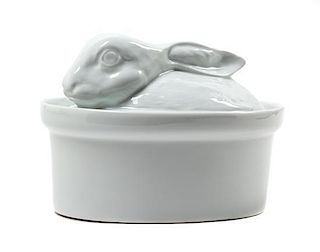A White Porcelain Covered Tureen Length 9 1/4 inches.