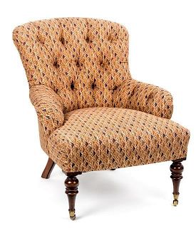 A Pair of Victorian Style Mahogany and Upholstered Armchairs Height 32 inches.