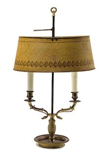 An Empire Style Brass Bouillotte Lamp Height 22 inches.