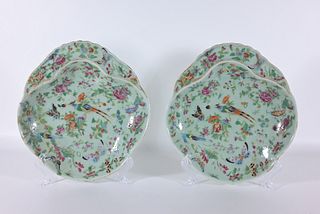 Pair of Antique Chinese Glazed Porcelain Dishes