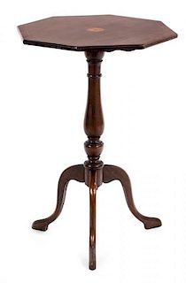 A Regency Inlaid Mahogany Table Height 24 x diameter 16 inches.