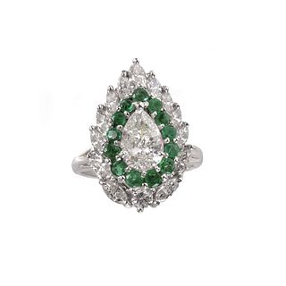 Diamond, Emerald and 14K Ring