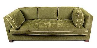 A Contemporary Chenille Striped Sofa Length 75 inches.