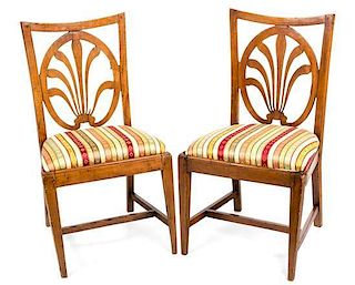 A Pair of North European Beechwood Side Chairs Height 35 inches.